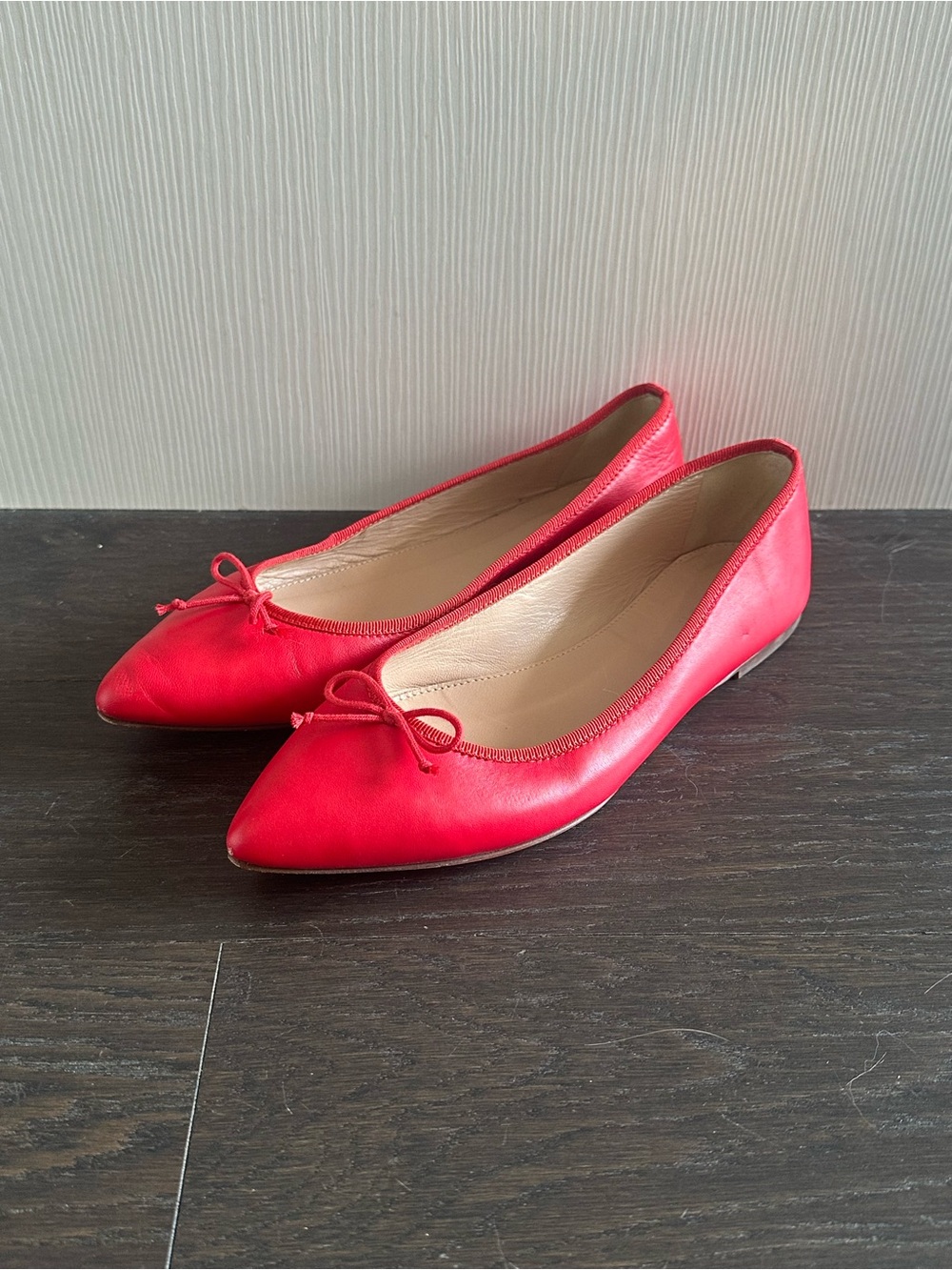 J. Crew Women's Red Pointed Toe Leather Ballet Flats (sz 7)